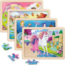Wooden Puzzles for Kids Ages 4-6, 4 Packs 24 PCs Unicorn Mermaid Princess Fairy Jigsaw Puzzles, Preschool Educational Brain Teaser Toys for Girls 3 4 5 6 Years Old. by TinyTreasures Baby Boutique