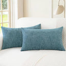 CaliTime Throw Pillow Covers Decorative 12 X 20 Inches Pack of 2 Cozy Chenille Cushion Cases for Couch Sofa Bed Living Room Home Smoke Blue by CozyNest Decor