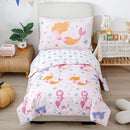 PERFEMET Toddler Bedding Sets Girls 4 Pieces Pink Mermaid Toddler Bed in A Bag Soft Reversible Blush Toddler Bed Set Include Comforter, Flat Sheet, Fitted Sheet, Pillowcase by TinyTreasures Baby Boutique