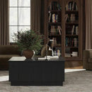 Lift Top Coffee Table with Storage, Modern Coffee Table with Arched Design, 31.5" Square Tea Table with Wood Grain, Minimalist Multifunctional Center Table for Living Room, Office, Black by CozyNest Decor