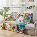 Boho Throw Blanket, Ultra Soft Rustic Quilt for Bed, Lightweight Fall Throws Blanket Muslin Blankets for Adults, Picnic, Farmhouse Decor, Cozy 100% Cotton Throw Blankets, Happiness, 60"x80" by CozyNest Decor