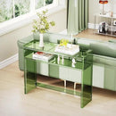 Acrylic Console Table, Entryway Table with Storage Shelves (Green) by CozyNest Decor
