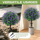 Artificial Purple flower Topiary Ball Tree 25" with Ground Spike, Set of 2 Artificial Boxwood Bushes for Faux Shrubs, Fake Evergreen Faux Plant for Indoor Outdoor Garden -UV Resistant–Fade-Proof by GreenHaven Gardens