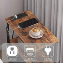 TUTOTAK Small Narrow End Table with Charging Station, Side Table with Outlets, Nightstand with 2 Cloth Drawers, Couch Table, for Living Room, Bedroom, Bedside, Brown TB01BB085 by CozyNest Decor