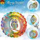 FONMY Wind Spinner Mandala Owl 12 inch 3D Stainless Steel Laser Cut Metal Art Geometric Pattern Hanging Wind Spinner, Kinetic Yard Art Decorations - Indoor/Outdoor Décor by GreenHaven Gardens