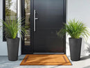 24" Tall Planters for Outdoor Plants, Set of 2 Heavy-Duty Resin Flower Pots, Matte Black Leather Grain Finish, Durable & Weather-Resistant, Ideal for Garden, Patio, Yard, Porch, or Home Use by CozyNest Decor