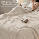 PHF 100% Cotton Waffle Blanket Oversized King 120"x120", Lightweight Breathable Extra Large 10'x10' Summer Blankets for Bed, Giant Big Luxury Aesthetic Woven Bedding for Home Decor, Oatmeal by CozyNest Decor
