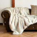 BATTILO HOME Luxury White Faux Fur Throw Blanket Long Pile with Black Tips, 51"x67", Super Warm Thick Faux Fur Blanket for Couch, Bed, Fuzzy Fluffy Elegant Cozy Blanket by CozyNest Decor