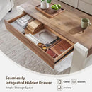 OKD 48" Modern Farmhouse Coffee Table, Wooden Living Room Table with Hidden Storage Drawer, Rustic Rectangular Center Tables with Wood Thick Design for Living Room, Office, Antique White by CozyNest Decor