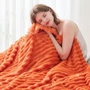 NEWCOSPLAY Super Soft Fall Queen Blanket Orange Premium Silky Flannel Fleece 3D Ribbed Jacquard Lightweight Bed Blanket All Season Use (Orange Ribbed, Queen(90"x90")) by CozyNest Decor
