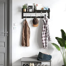AMBIRD Wall Hooks with Shelf 26.57inch Entryway Wall Hanging Shelf Wood Coat Hooks for Wall Coat Rack Wall Mount Rack with 5 Dual Hooks 3 Key Hooks Mail Organizer and Key Rack Key Holder (Black) by CozyNest Decor