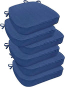 downluxe Chair Cushions for Dining Chairs, Waterproof Kitchen Chair Pads, Non-Slip Dining Seat Cushion with Ties, 17" x 16" x 2.5", Blue, 6 Pack by CozyNest Decor