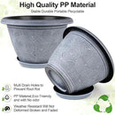 10 Inch Flower Pots Planters for Indoor Outdoor Plants, 3 Pack Plastic Large Plant Pots with Drainage Hole & Tray, Modern Decorative Garden Pot with Saucer, Plant Container for House by GreenHaven Gardens