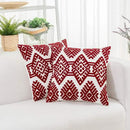 HWY 50 Red Decorative Throw Pillow Covers 18x18 Inch, Pack of 2 Embroidered Cotton Farmhouse Cushion Cover Pillow Case for Sofa Couch Living Room Bed Bedroon, Diamond Design by CozyNest Decor