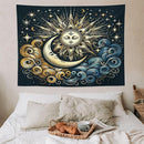 HZOHNAGO Sun Moon Tapestry Boho Golden Stars Pattern Printed Wall Tapestry Wall Hanging for Bedroom Living Room Dorm 80" W x 60" H by CozyNest Decor