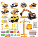 Sand Construction Kit, 2.2lbs Play Sand with Sandbox, 1 Toy Mat 8 Alloy Construction Trucks Race Tracks 10 Sand Molds Sensory Bin Toys for Toddlers Boys Girls Ages 3-8 by GreenHaven Gardens