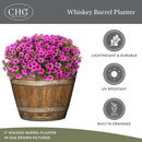 Classic Home & Garden Whiskey Barrel Planters - Wooden Finish Flower Planter Pot - Stylish Garden Pots - Indoor & Outdoor Resin Planters - Weather-Resistant Planting Pots (9" Oak Brown, Pack of 1) by CozyNest Decor