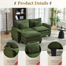 URRED Modular Sectional Sofa Comfy Cloud Couch, Modern Corduroy Sofa Sleeper Deep Seat Couches with Ottoman/Pillows for Living Room (Green, 82.6''- L Shape) by CozyNest Decor