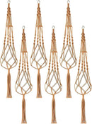 Sorbus Macrame Plant Hanger (6 Pack) Indoor Outdoor Hanging Plant Pots Cotton Rope, Elegant for Home, Patio, Garden (Brown) by GreenHaven Gardens