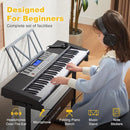 61 Key Piano Keyboard, Electric Keyboard Piano with Light-Up Keys, 255 Tones/Rhythms, Smart Learning System, Headphone, Microphone, Keyboard Stand, Stool, Stickers, Piano Keyboard Set for Beginners by TinyTreasures Baby Boutique