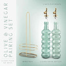 COOK WITH COLOR Glass Olive Oil Bottle Dispenser - 2 Pack- 17oz Oil and Vinegar Cruet - Olive Oil Carafe Decanter for Kitchen by CozyNest Decor