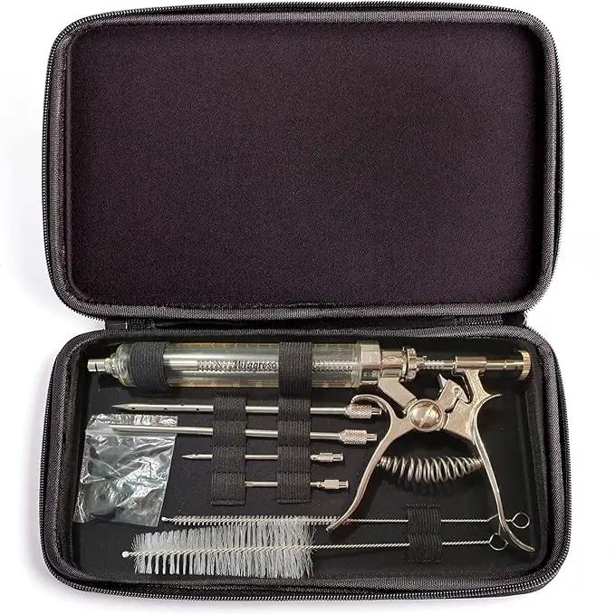 Meat Injector Syringe Stainless Steel Outdoor Meat Kit Marinade Flavor Food Injector Syringes with 4 Marinades Needles Grill Smoker Injectors Professional Syringe Held Culinary Barbecue Tool For BBG, photo 3 of 7
