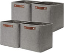 DULLEMELO Square Storage Cubes Baskets for Gifts Empty, 11 inch Cube Stroage Bins Linen Closet Organizers and Storage Baskets for Toy Nursery Shelves Bedroom Storage(4 Pack - 11" Grey) by TinyTreasures Baby Boutique