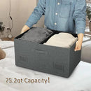 75 Quarts Extra Large Decorative Storage Bins with Lids, 3 Packs Dark Gray Collapsible Storage Bins with Lids, Stackable Storage Bins Decorative Box Storage With Lid Extra Large by CozyNest Decor