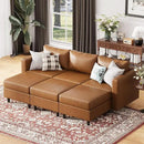 91.5" Luxury Modular Sleeper Sofa Bed with Storage Seat, 6 Seat Sectional Couch Deep Seat with Reversible Chaises & Removable Cover for Living Room - Faux Leather Brown by CozyNest Decor