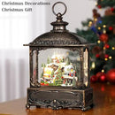 Christmas Snow Globe Lantern Christmas Decorations Gifts Snowy Village Scene Snowman Church Cabin Train Musical Glitter Snowfall USB/Battery Timer 12 inch by CozyNest Decor