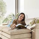 LINSY HOME Sofa Chair with Movable Ottoman - Corduroy Cloud Couch Chair Soft Comfy Modern Sofa Chaise Single Sleeper Chair Bed for Living Room Apartment Office, Beige by CozyNest Decor
