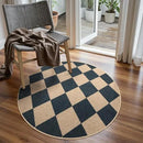 Lahome Checkered Round Rug 3ft, Circle Indoor Outdoor Entryway Patio Rug Washable Easy Jute Rug, Farmhouse Non Slip Small Round Rugs for Bedroom Porch Living Room Decor by CozyNest Decor