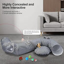 Odoland Summer Linen Cat Tunnels for Indoor Cats with Cooling Central Cat Bed, Interactive Cat Toys Detachable Soft Mat and Variety Kitty Toy Set Grey by CozyNest Decor