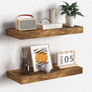 Fun Memories Floating Shelves - 16 Inch Rustic Brown Wall Shelf - Wall Mounted Shelves for Wall Decor Storage - Wooden Shelves with Invisible Brackets for Living Room, Bedroom, Kitchen, 2 Pack by CozyNest Decor