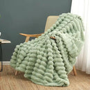 Cozy Bliss Faux Fur Throw Blanket for Couch, Cozy Warm Plush Striped Blanket for Sofa Bedroom Living Room, 50 * 60 Inches Sage Green by CozyNest Decor
