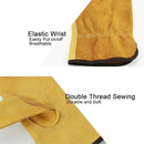 OZERO Leather Work Gloves Flex Grip Tough Cowhide Gardening Glove for Wood Cutting/Construction/Truck Driving/Garden/Yard Working for Men and Women 1 Pair (Gold,Small) by GreenHaven Gardens