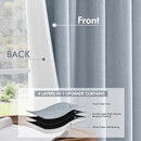 MIULEE 100% Blackout Curtains 96 Inch Long 2 Panels Set for Bedroom, Thick Faux Linen Black Out Curtain Room Darkening Back Tab Pleat Window Textured Drapes with Hooks for Living Room, Chambray Blue by CozyNest Decor