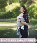 Baby Sling Carrier – Breathable 100% Cotton Wrap for Infant Support, Ring Sling Baby Carrier – Adjustable Muslin Fabric, Baby Carrier Newborn to Toddler – Soft Chest Hold for Travel Dark Grey by TinyTreasures Baby Boutique