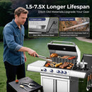 R.W.FLAME 4 Burner Gas Grill, 42,000 BTU Propane Grill, Outdoor Grills with Side Burner, Outdoor Barbecues with Stainless Steel Mesh and Plates, for Camping, Backyard, Patio and Deck by GreenHaven Gardens