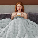 Touchat Luxury 1000GSM Faux Rabbit Fur Throw Blanket, Super Heavy Warm Cozy Grey Blankets for Couch Bed Sofa, Ruched Plush Fuzzy Elegant Soft Reversible Mink Blanket for Living Room Bedroom by CozyNest Decor