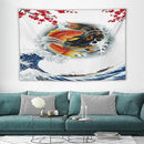 Houselerax Koi Fish Tapestry, Japanese Style Yin Yang Big Wave Cherry Blossoms Tapestries Wall Hanging for Bedroom Living Room Office Decor 90"x60" by CozyNest Decor
