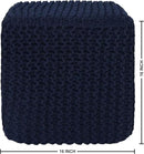 REDEARTH Square Hand Knitted Pouf - Foot Stool Ottoman Coffee Table - Cotton Cord Boho Pouffe - Poof Accent Footrest for Living Room - Bedroom - Library (16" x 16" x 16") - Navy Blue by CozyNest Decor
