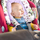 GFU Baby Car Seat Head Support for Newborn, 2 in 1 Infant Car Seat Head Body Support with Strap Pads, Soft Stroller Cushion Pillow Insert for Girls and Boys, Fits for Stroller, Swing, Purple Floral by TinyTreasures Baby Boutique