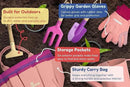 Gardening Set, Tool Kit, for Kids, STEM, Includes Tote Bag, Spade, Watering Can, Rake, Fork, Trowel and Gloves (Princess Pink) by GreenHaven Gardens