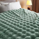 Lotus Karen Faux Fur Throw Blanket Sage Green - Big Bubble Rabbit Fluff Blanket for Couch Bed Sofa,Softest Fluffy Fuzzy Cozy Blanket,Plush Thick Furry Shaggy Warm Blankets for Women,90x90 Inches by CozyNest Decor