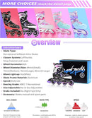 2PM SPORTS Vinal Girls Adjustable Flashing Inline Skates, All Wheels Light Up, Fun Illuminating Skates for Kids Men Adult Women and Boys by TinyTreasures Baby Boutique