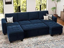Belffin Modular Sectional Sleeper Sofa with Pull Out Bed Convertible U Shaped Sectional Sofa Couch with Storage Chaises for Living Room Blue by CozyNest Decor