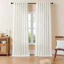 Joydeco Light Filtering Curtains 96 Inch Length for Bedroom, Linen Curtains 96 Inch Length 2 Panels Set for Living Room，White Semi Sheer Drapes 96 Inches Long with Rod Pockets by CozyNest Decor