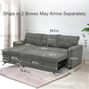 Naomi Home Transform Any Space: Sleeper Sectional Sofa with Convertible Sofa Bed & Inviting Chaise. Find Tranquil Comfort with Stress-Relieving Design & Durable Cushions - Gray/Velvet by CozyNest Decor