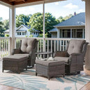5 Pieces Patio Furniture Sets Wicker Outdoor Furniture, Rattan Patio Swivel Glider Chairs with 2 Ottoman and Glass Side Table by GreenHaven Gardens